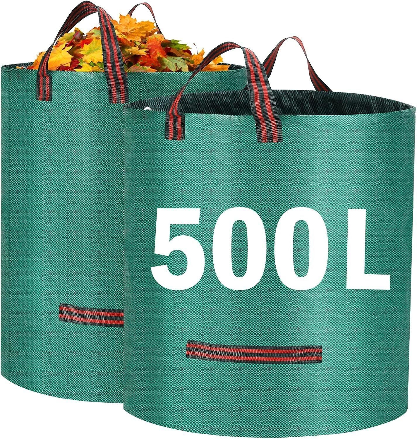2 500L Heavy Duty Garden Waste Bags With Handles, Reusable Construction Bags UK