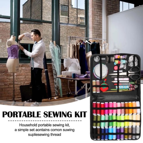 201X Large Portable Sewing Kit Home Travel Case Needles Thread Scissors Set Box