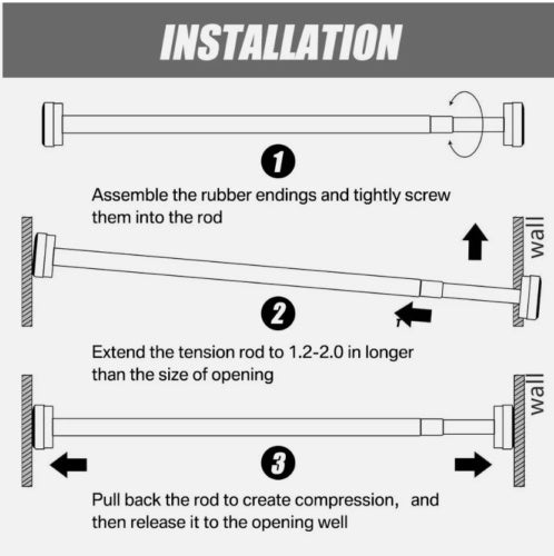 Heavy Duty Extendable Telescopic Shower Curtain Pole Rail Rod Bath Door Window