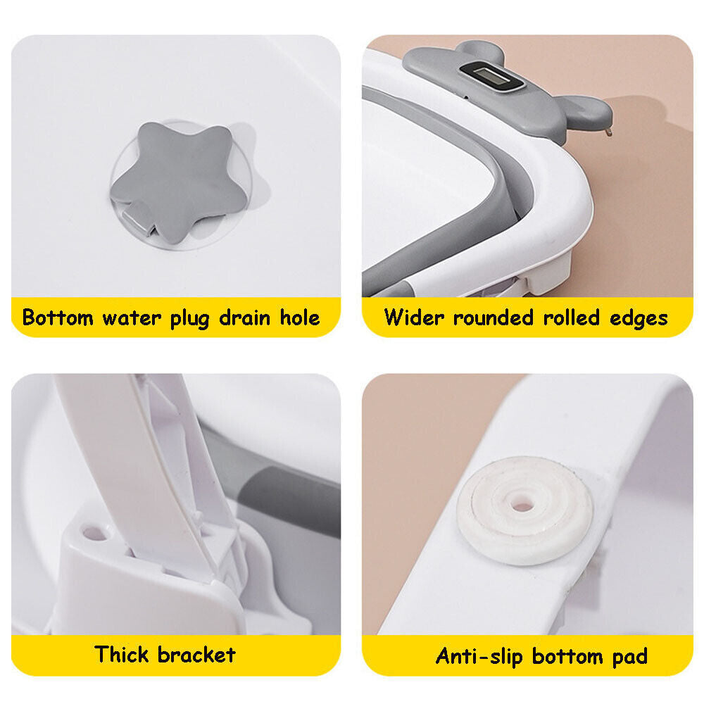 Baby Bath Tub Thermal Toddler Bathtub Portable Collapsible Shower With Cushion