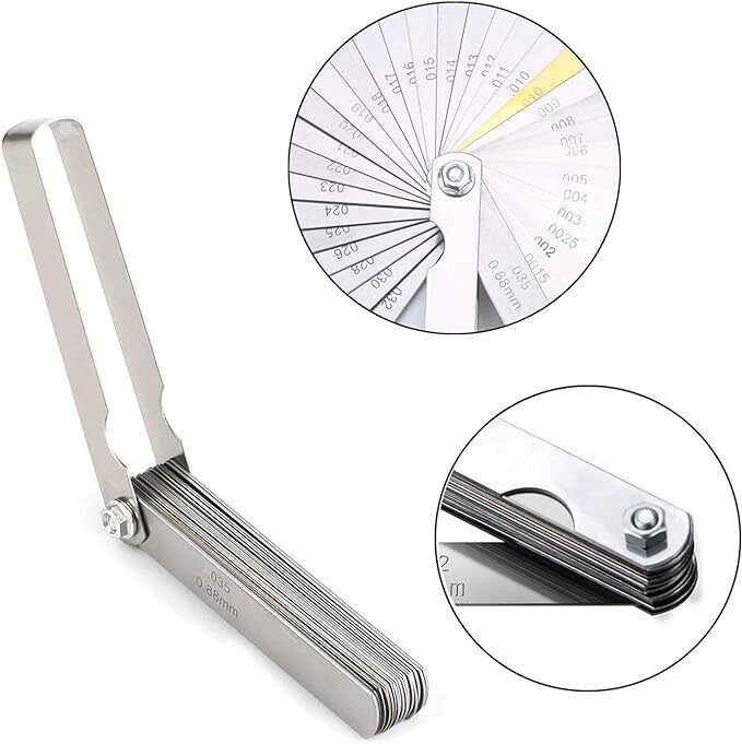 32 Blade Feeler Filler Gauge Plug Gap Metric Imperial Measuring Brass Tool