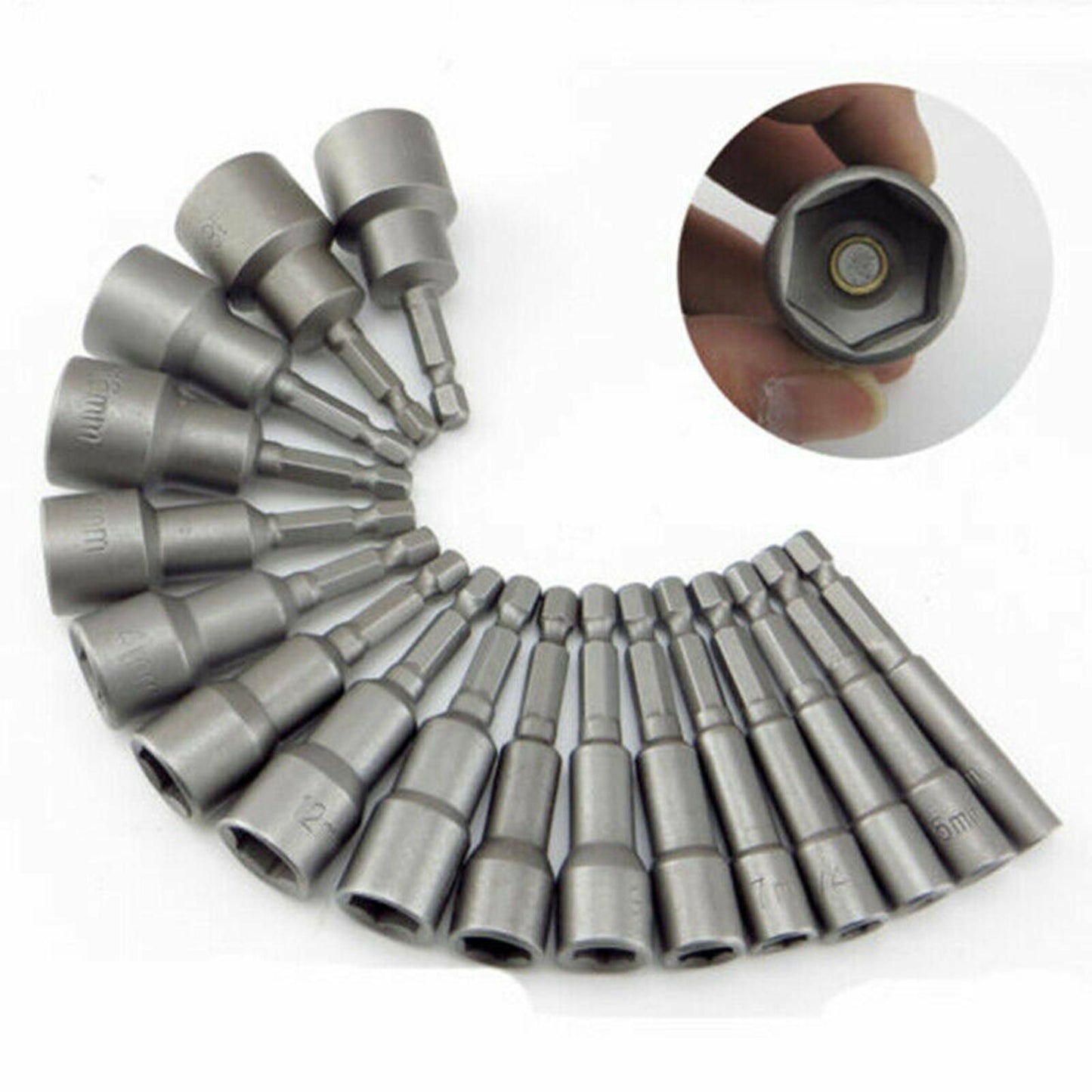 14pcs Nut Driver Bit Set Hex Magnetic Metric Socket Impact Drill 6 To 19MM UK