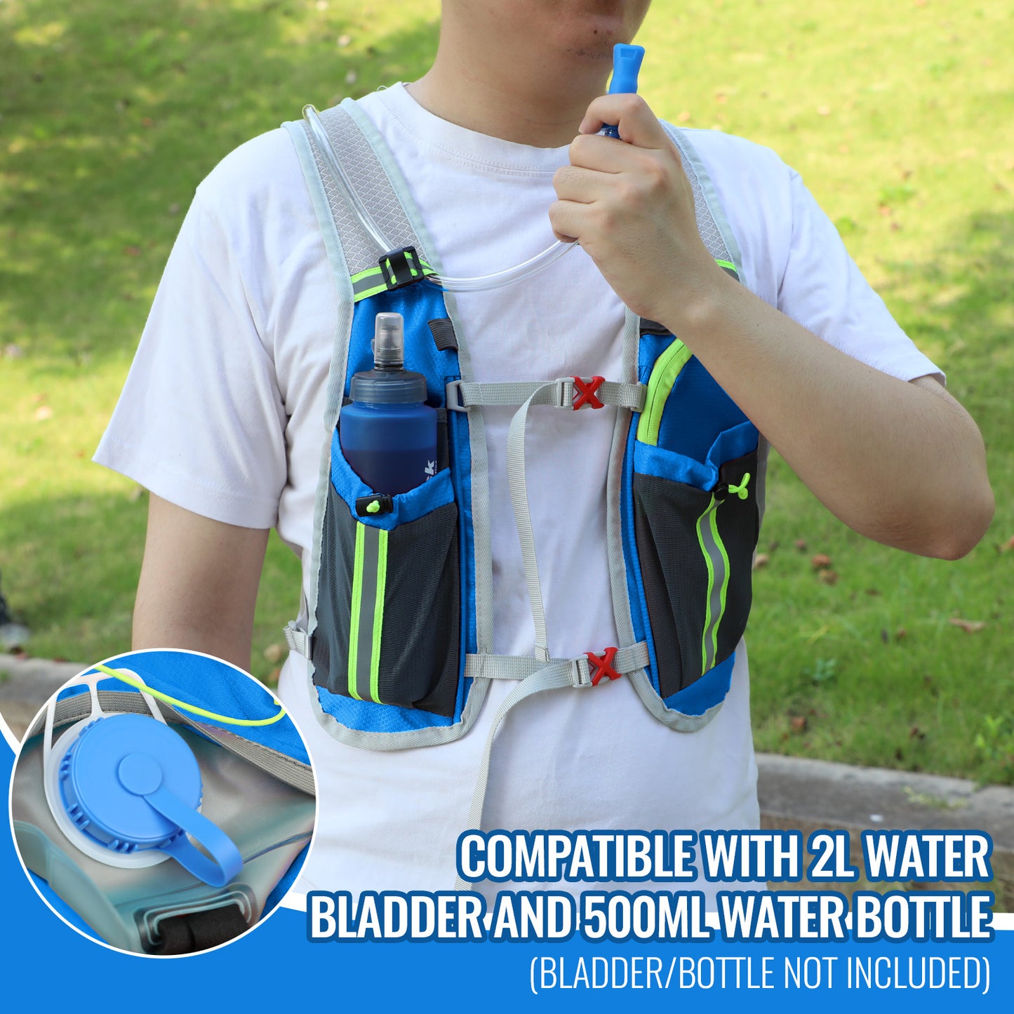 Nepfaivy Running Vest Hydration Backpack - Lightweight And Reflective Running Hydration Vest With Multi-pouches, Breathable And Adjustable Running Backpacks For Outdoor Running Cycling Climbing