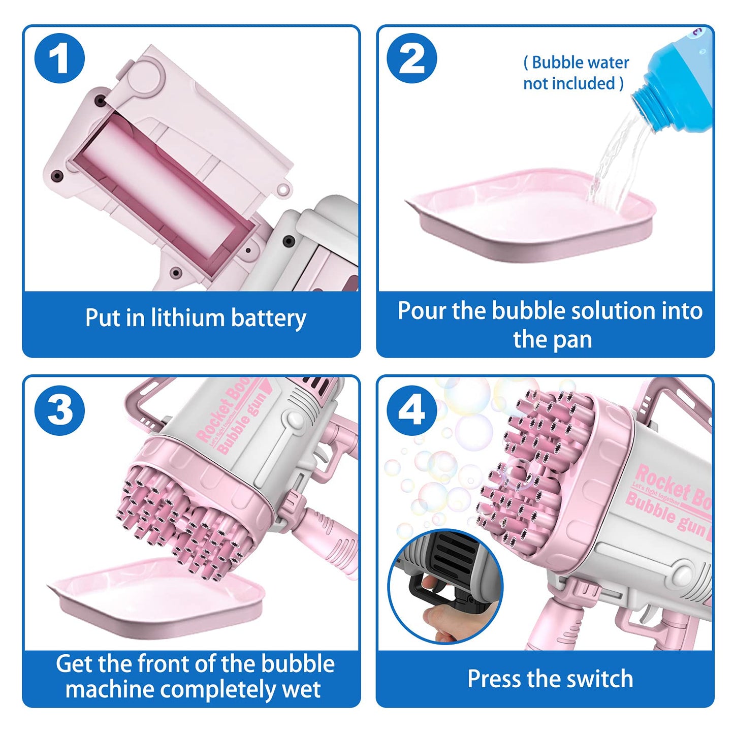 Bazooka 44 Porous 44 Children's Handheld 44-hole Bubble Gun Douyin Stall Net Red Explosive Children's Toy Girl