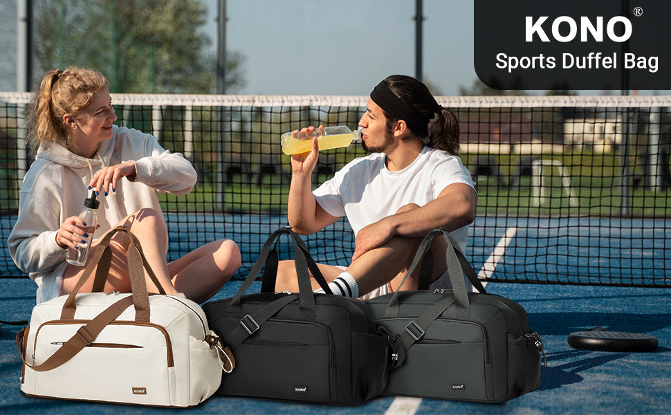 Kono Sports Duffle Bag with Shoes Compartment and Shoulder Strap Waterproof Gym Bag for Men and Women