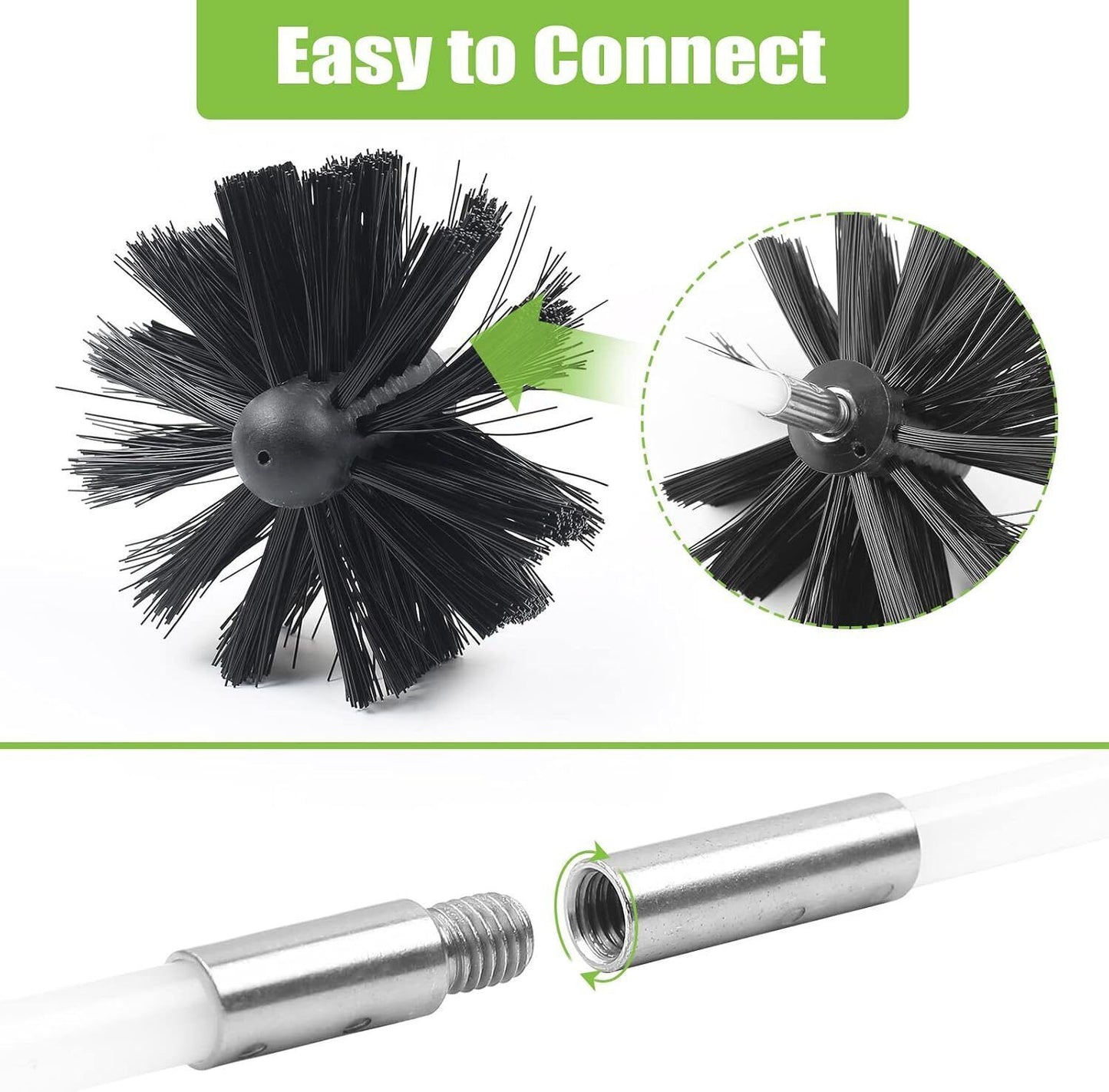 Flexible Chimney Sweep Set Flue Sweeping Brush And Rod Kit Soot Cleaning Rods