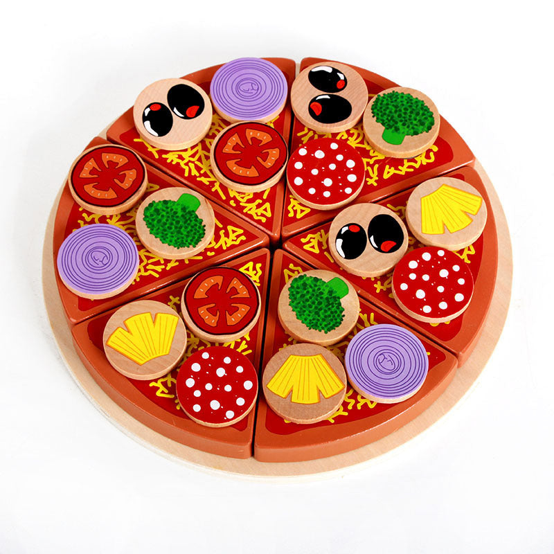 Wooden children's kitchen play house toys puzzle mushrooms pizza Christmas toy gifts