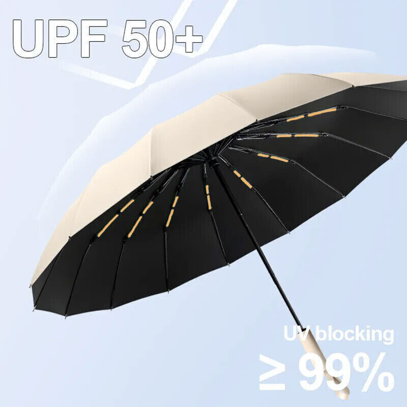Extra Strength Foldable 24 Rods Umbrella Fully Automatic Large UV Protect Rain