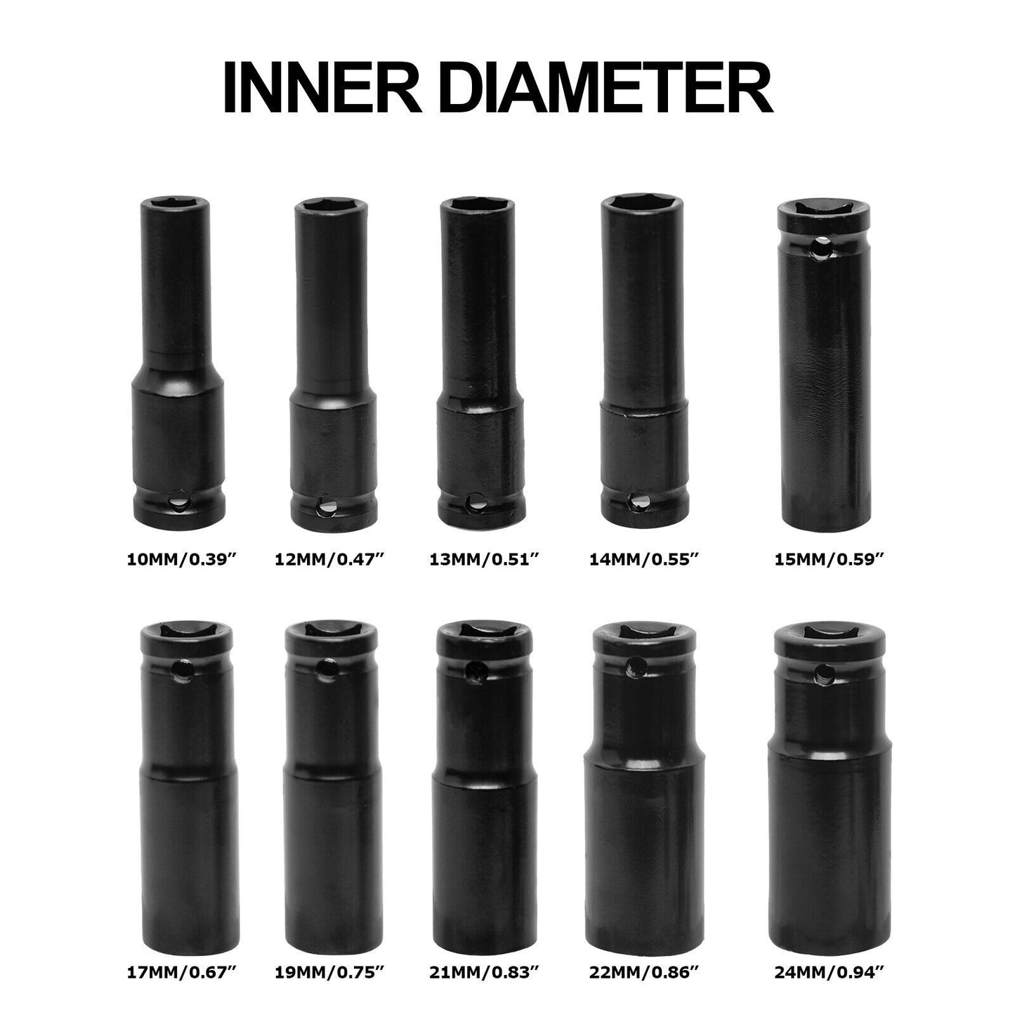 10 Deep Impact Socket Set Heavy Duty 12Drive 10-24 Metric Tool Set