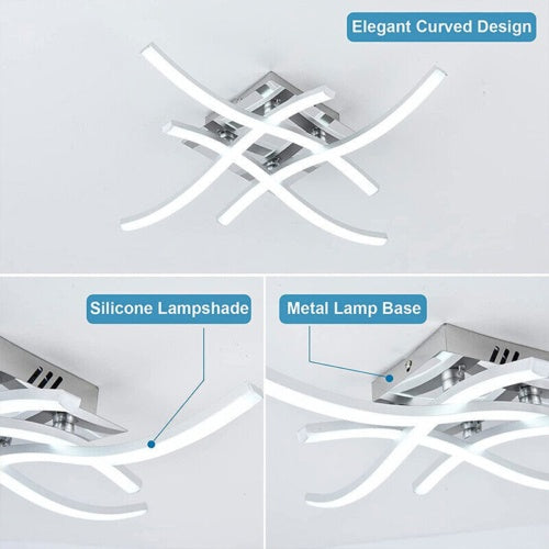 Ceiling Light 4 Wave Lights Modern Kitchen Living Room Bedroom Lamp LED Dimmable