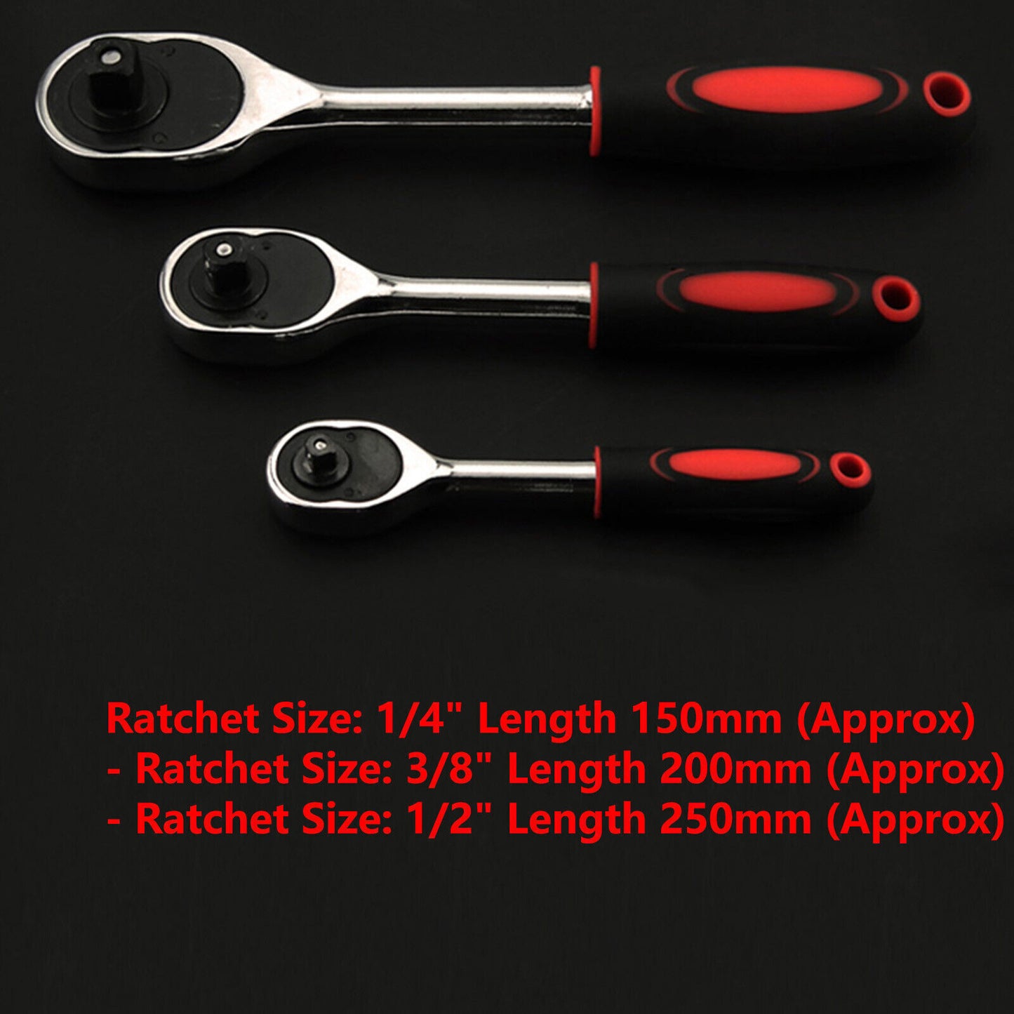3 Piece 1 2 3 8 & 1 4 Ratchet Set Drive Heavy Duty Ratchet Socket UK