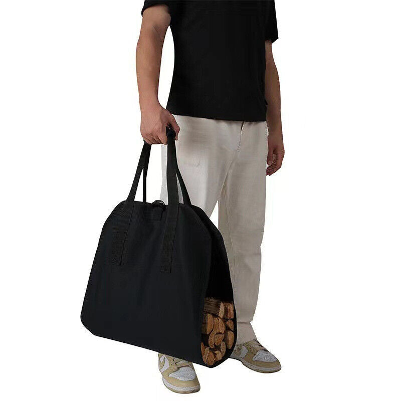 Firewood Log Carrier Canvas Durable Firepalce Wood Bag W Reinforce Straps