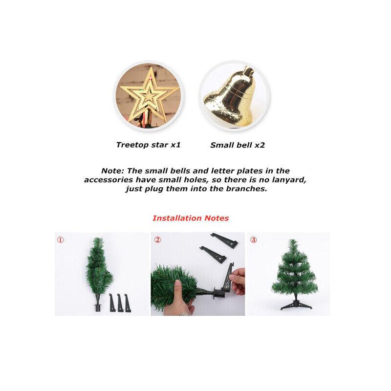 60 Long Tabletop Artificial Small Mini Christmas Tree W LED Lights Ornament