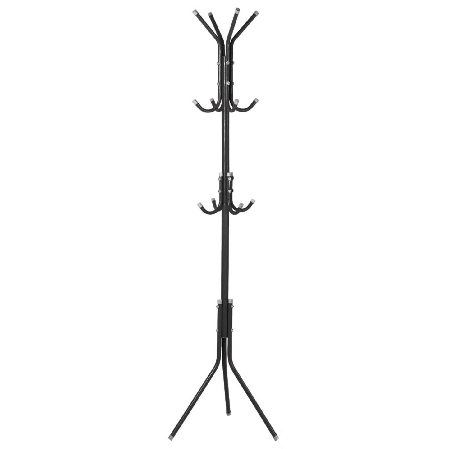 Multi Hook Metal Coat Hat Rack Tree Stand Clothes Bag Hanger Organizer for Home Bedroom (Black)