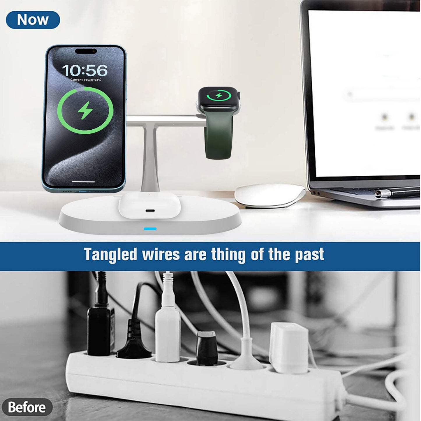 3in1 Magnetic Wireless Charger Stand For IWatch AirPod 15 14 13 16