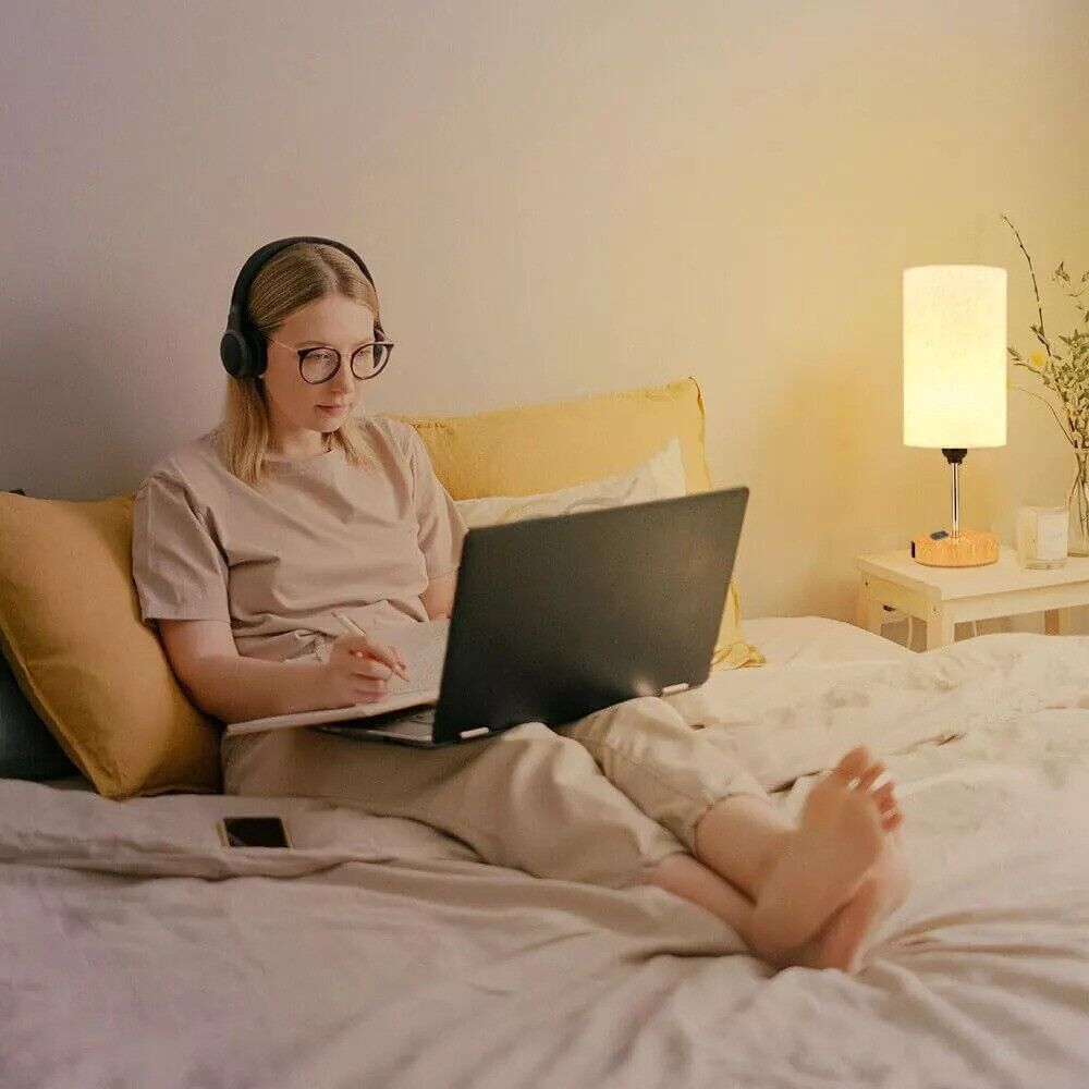 Touch Control Bedside Lamps, 3-Way Dimmable Table Lamp With USB Charging Ports