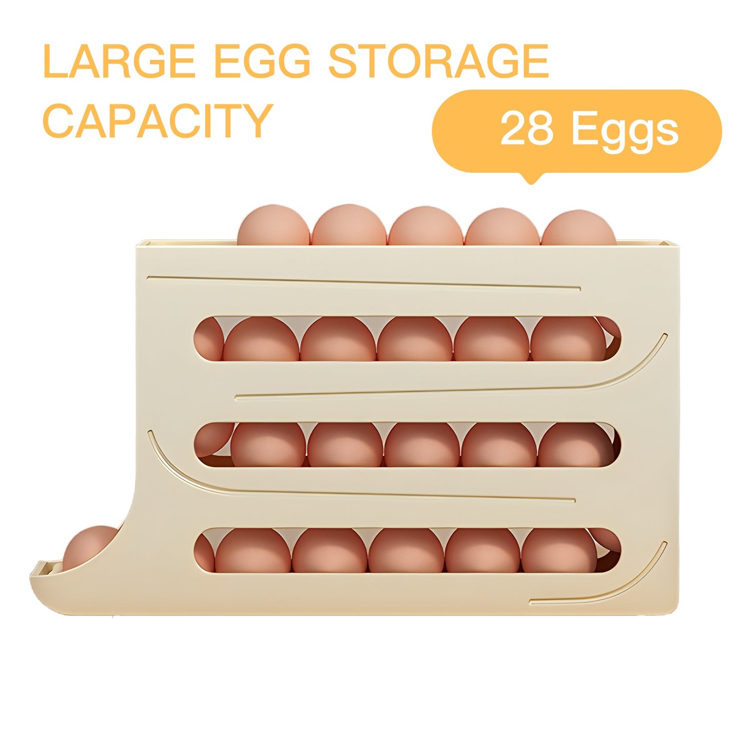 4-Tiers Auto Rolling Egg Dispenser, Space-Saving Egg Holder For Fridge And Countertop, Durable Plastic Kitchen Egg Organizer