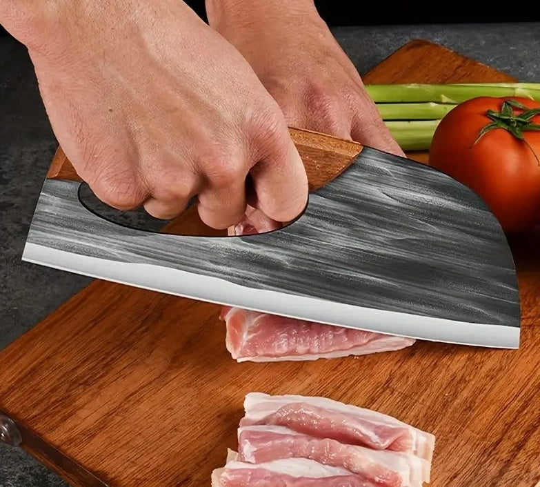 Hand Forged Bone Cutter Kitchen Knife, High-Carbon Stainless Steel, Ergonomic Handle, Dual-Use Slicer, Lightweight, Easy to Clean