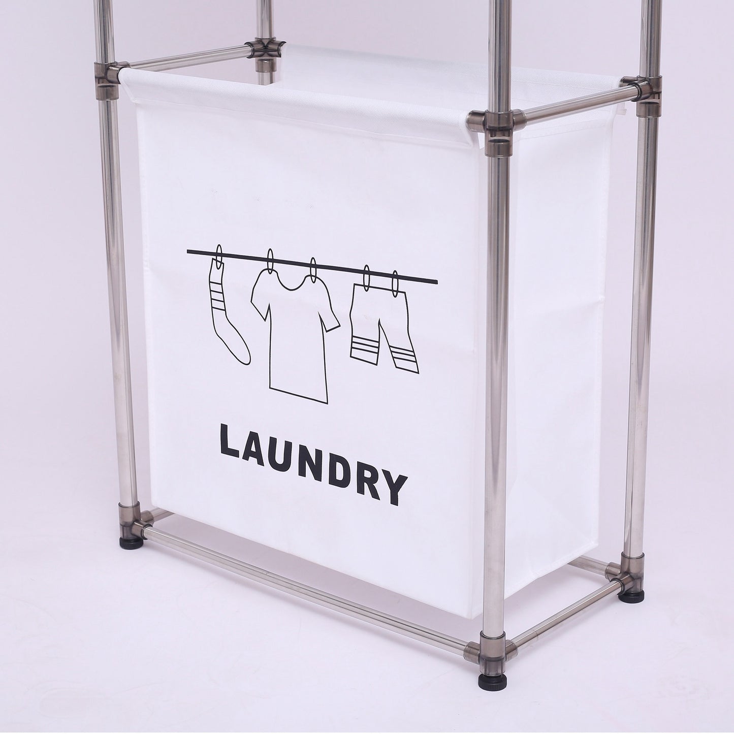 Rolling Laundry Sorter 4 Sections, 2 Tier Vertical Laundry Hamper With Wheels, Stackable Laundry Basket System For Bathroom, Laundry Room, Bedroom Light Dark