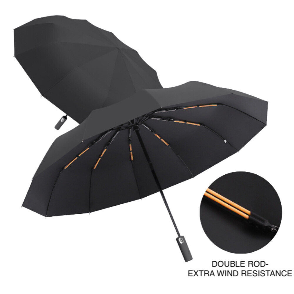 Extra Strength Foldable 24 Rods Umbrella Fully Automatic Large UV Protect Rain