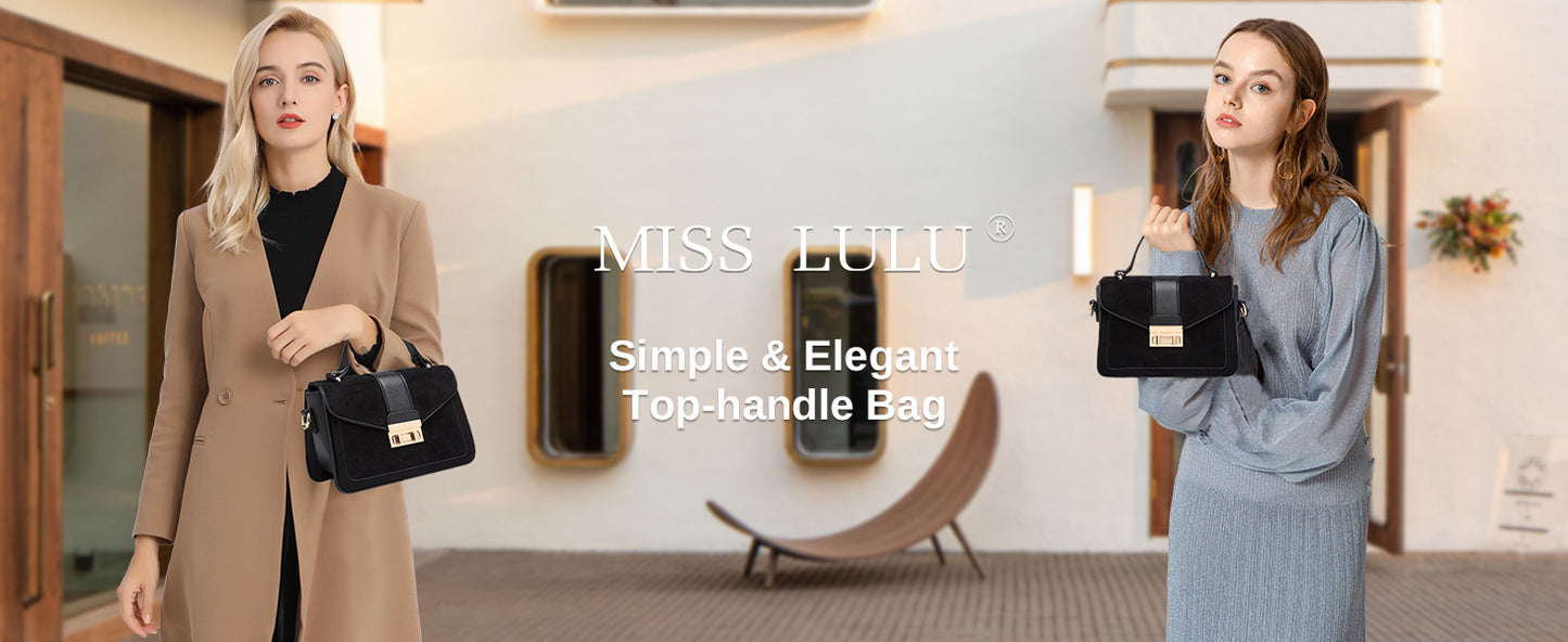 Miss Lulu Crossbody Bag for Women, Small Women's Top-Handle Bags, Suede Handbags for Shopping Traveling
