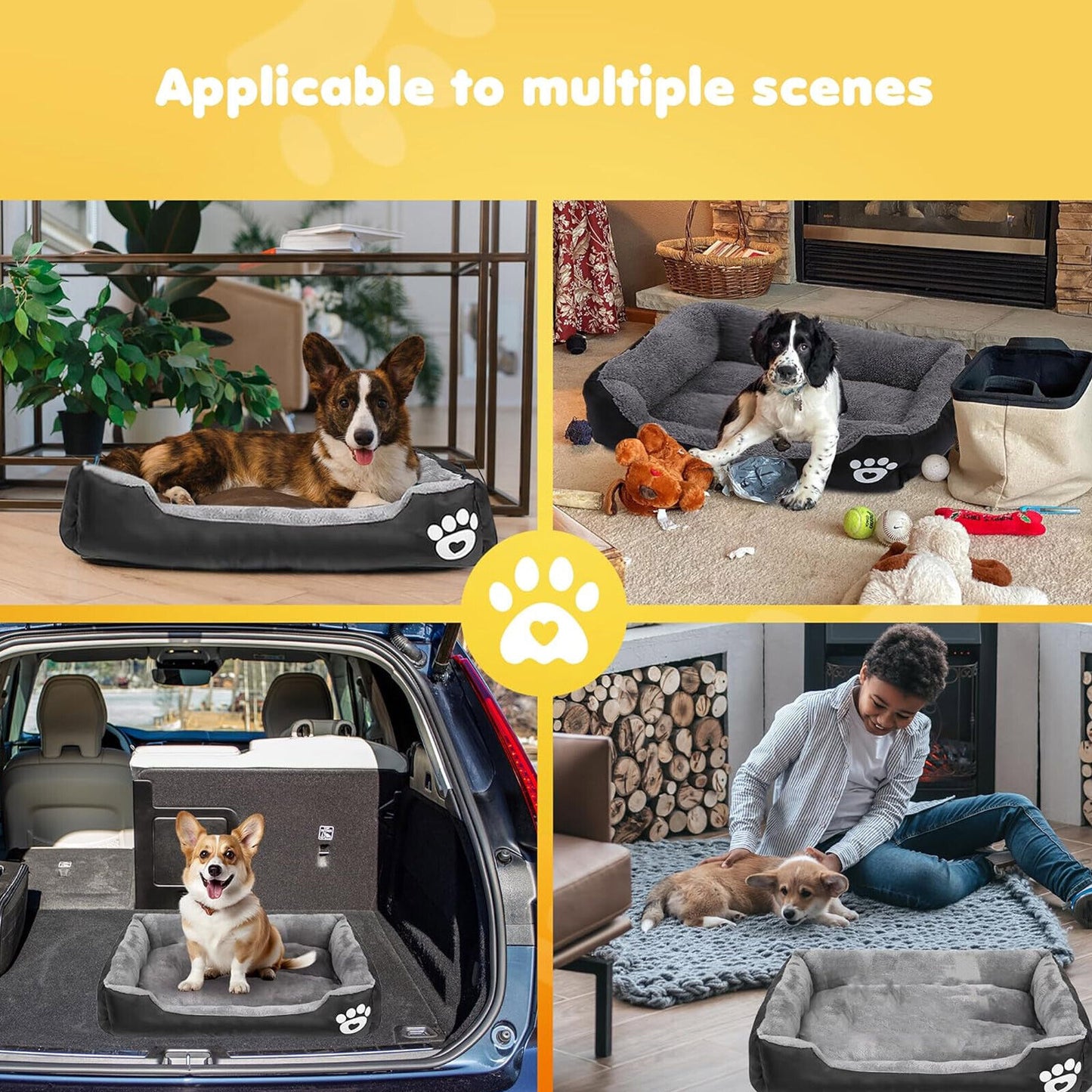 Pet Dog Bed Cat Beds Luxury Soft Washable Puppy Cushion Warm Pet Basket- 90 70CM