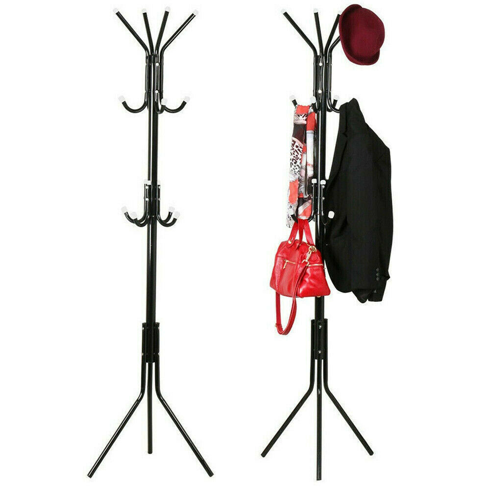Coat Stand Coat Hat Jacket Umbrella Floor Standing Rack Clothes Hanger Hooks UK