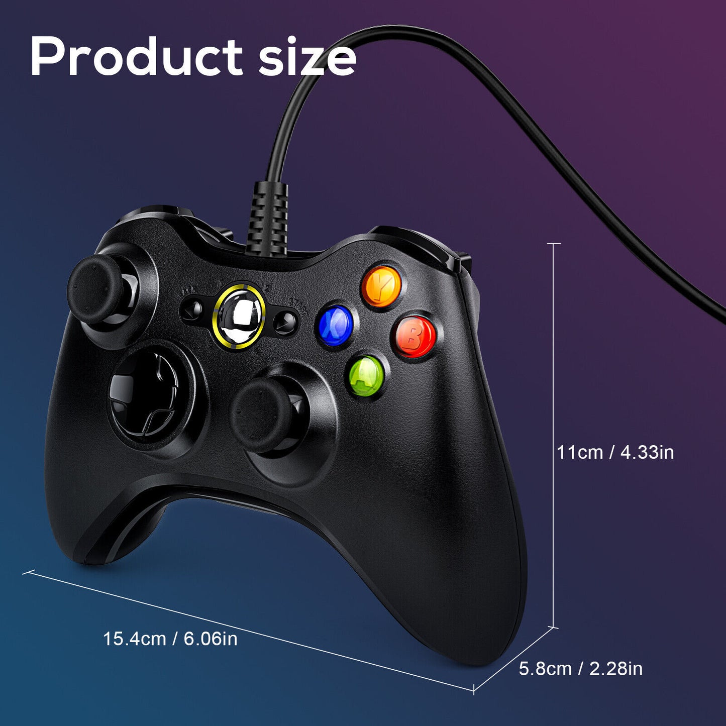 Boxed Black Brand New USB Wired Controller Suitable For Xbox360PC Windows UK