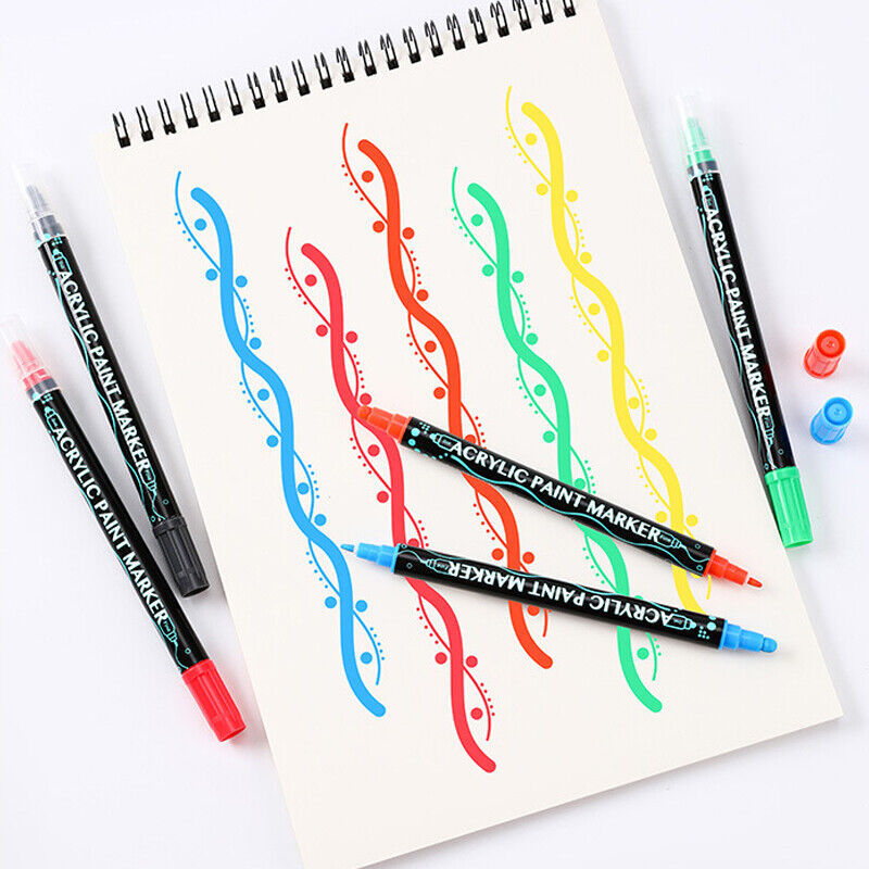26 Colors Dual Tip Paint Pens Acrylic Paint Markers Set DIY Crafts Making Art