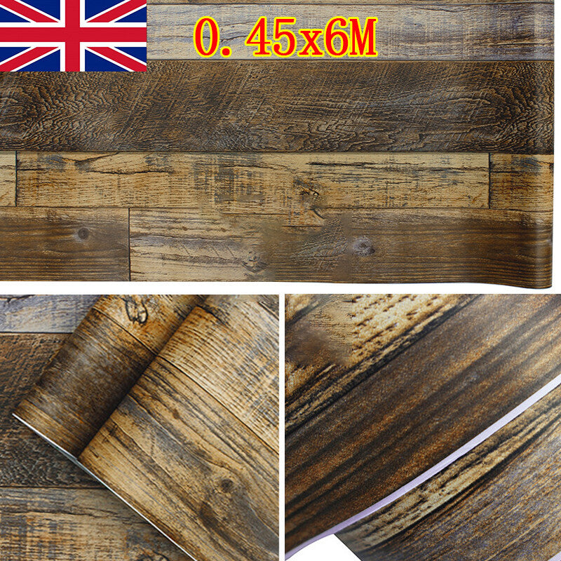 Wood Plank Effect Neutral Rustic Natural Distressed Realistic Wallpaper Cabin