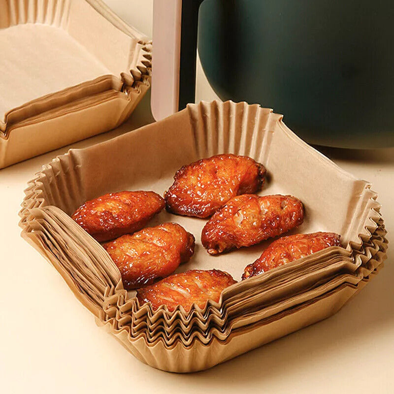 100PCS Air Fryer Liners Disposable Paper 6.3' Non Stick For Roasting Baking UK