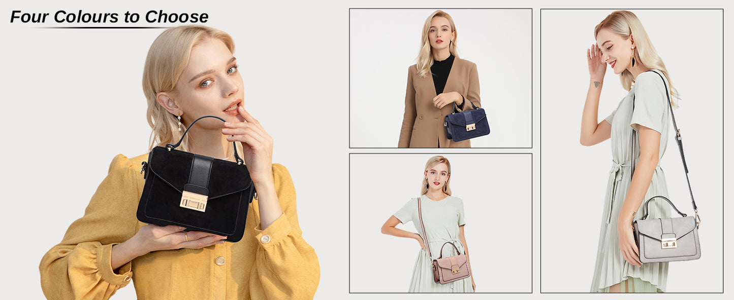 Miss Lulu Crossbody Bag for Women, Small Women's Top-Handle Bags, Suede Handbags for Shopping Traveling