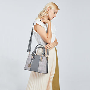 Miss Lulu Handbag Women Retro Stripes Crossbody Bags Elegant Stitching Shoulder Bag Faux Leather