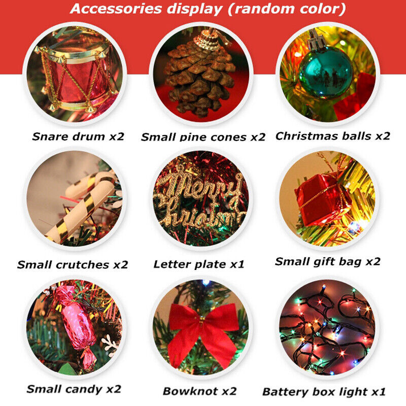 60 Long Tabletop Artificial Small Mini Christmas Tree W LED Lights Ornament