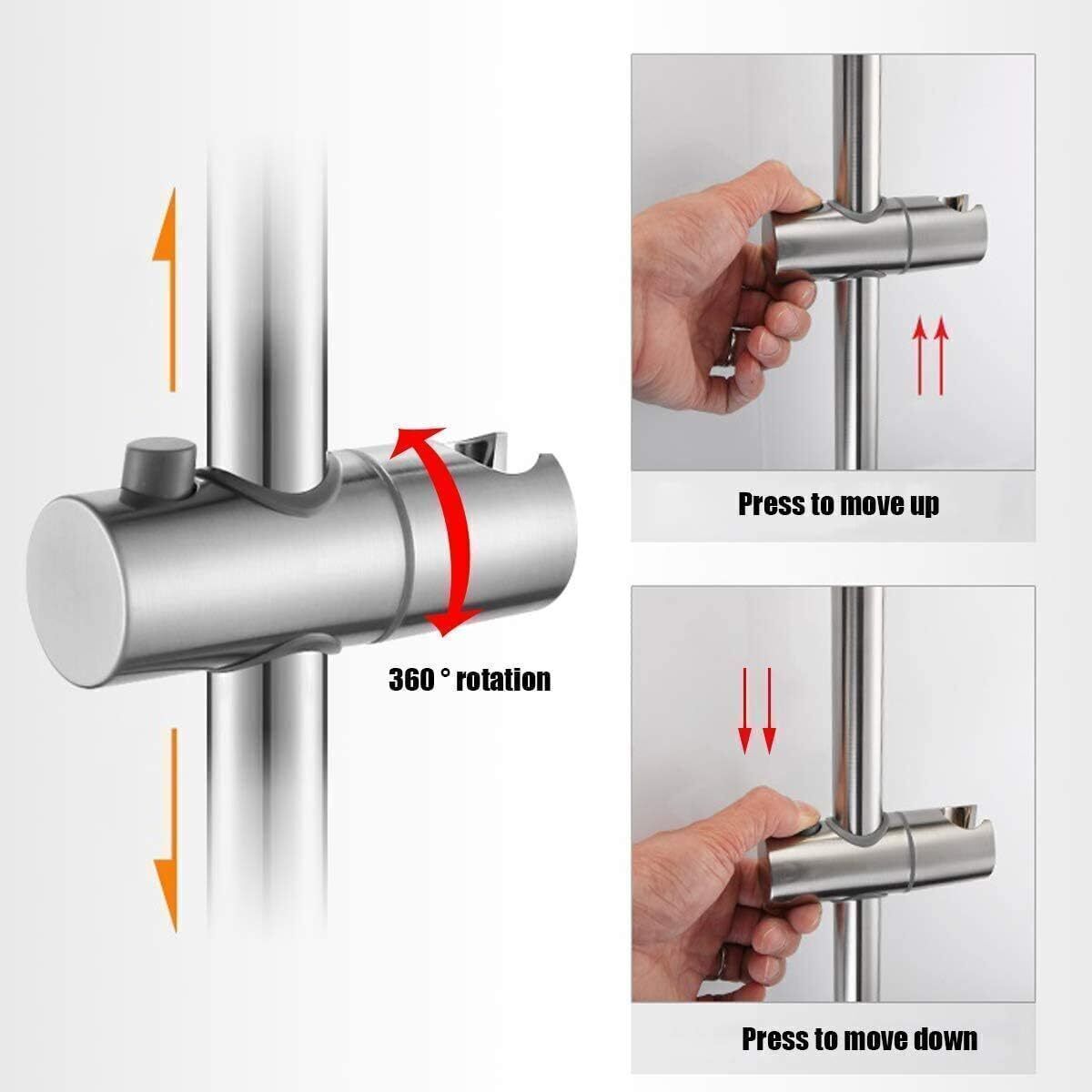 Shower Riser Rail Kit Slider Adjustable Chrome Head Holder Bracket Bathroom Set