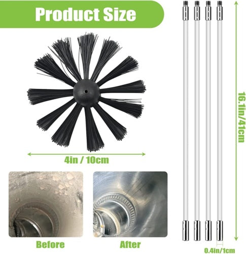 Flexible Chimney Sweep Set Flue Sweeping Brush And Rod Kit Soot Cleaning Rods