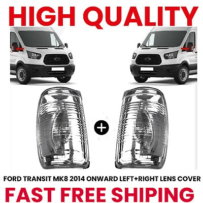 FOR FORD TRANSIT MK8 WING MIRROR INDICATOR LENS COVER LEFT RIGHT SET 2014 ONWA