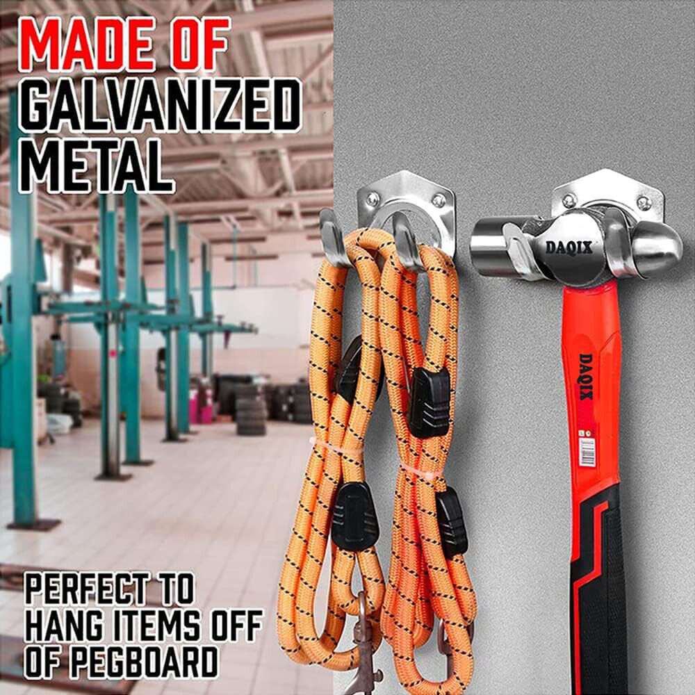 30pcs Tool Hooks & Screws Double Hooks Wall Mount Garden Shed Storage Utility