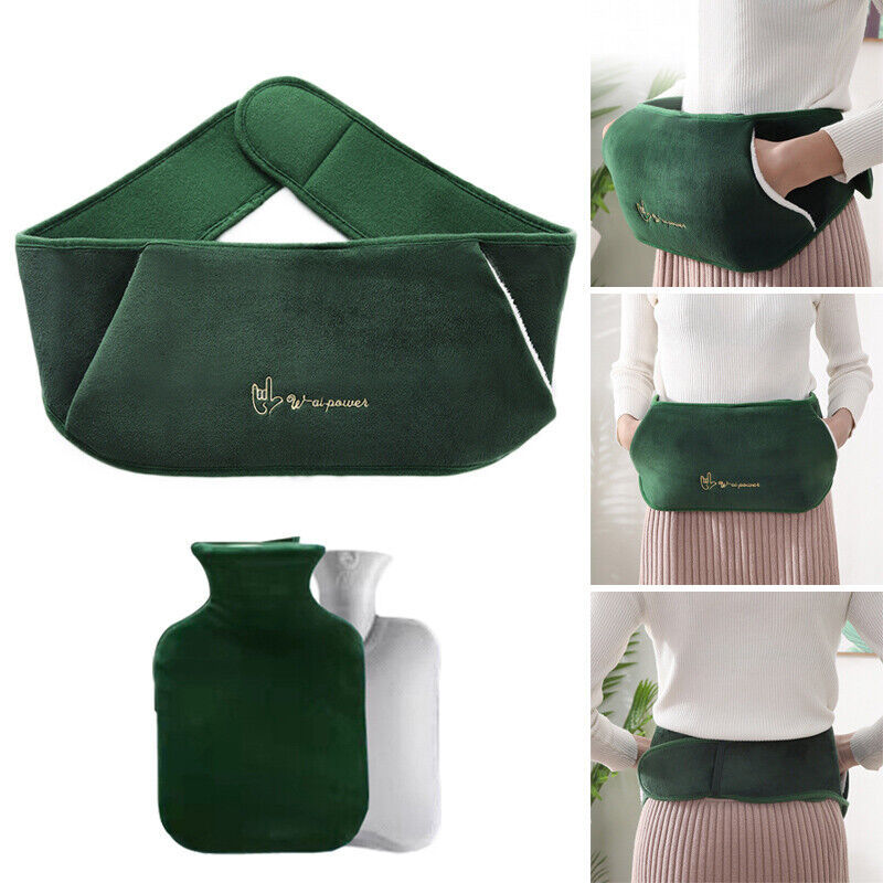 Hot Water Bottle Bag Belt Rubber Warm Plush Pouch Waist Cover Belt