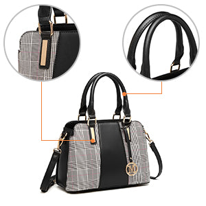 Miss Lulu Handbag Women Retro Stripes Crossbody Bags Elegant Stitching Shoulder Bag Faux Leather