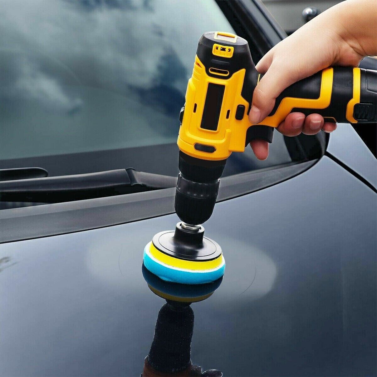 22 Car Polisher Gross Polishing Pads For Drill Sponge Buffer Waxing Buffing Kit