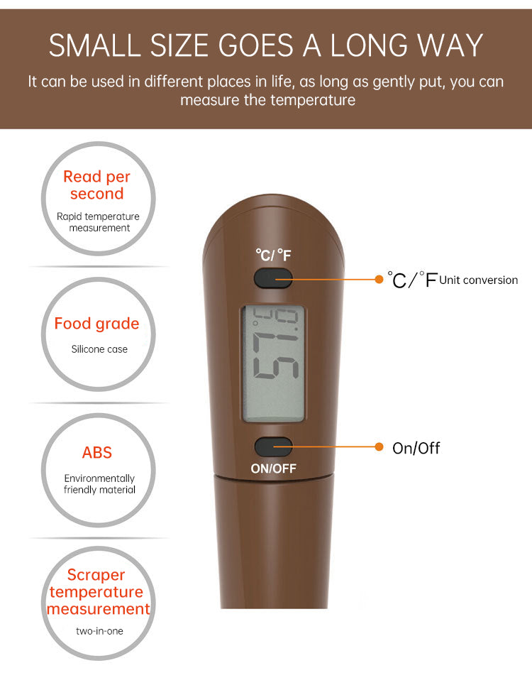 Digital Cooking Thermometer Double Use Silicone Scraper Spatula Safety Cooking Food BBQ Meat Thermometer Baking Tool