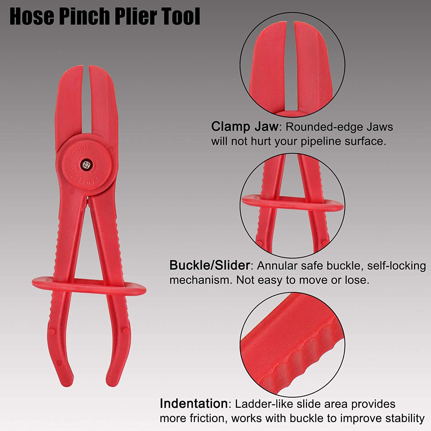 3X Hose Pinch Clamp Red Brake Fuel Water Line Plier Set Garage Hand Tool Kit