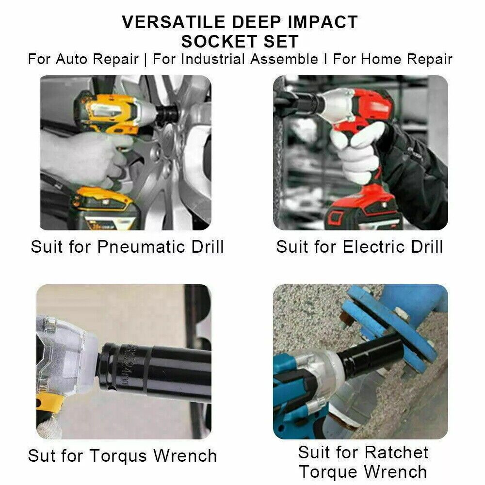 10 Deep Impact Socket Set Heavy Duty 12Drive 10-24 Metric Tool Set