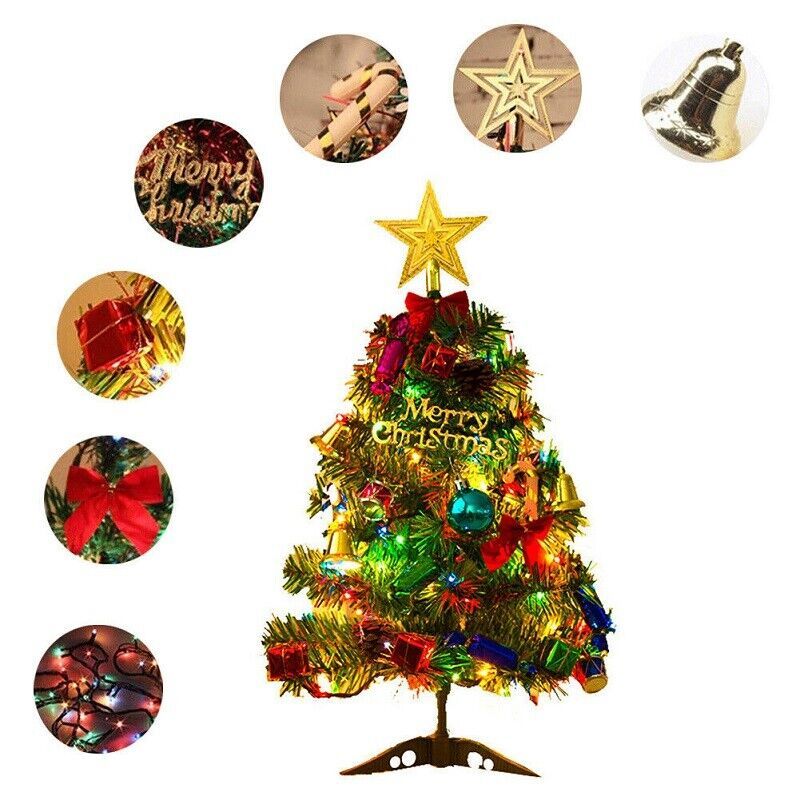 60 Long Tabletop Artificial Small Mini Christmas Tree W LED Lights Ornament