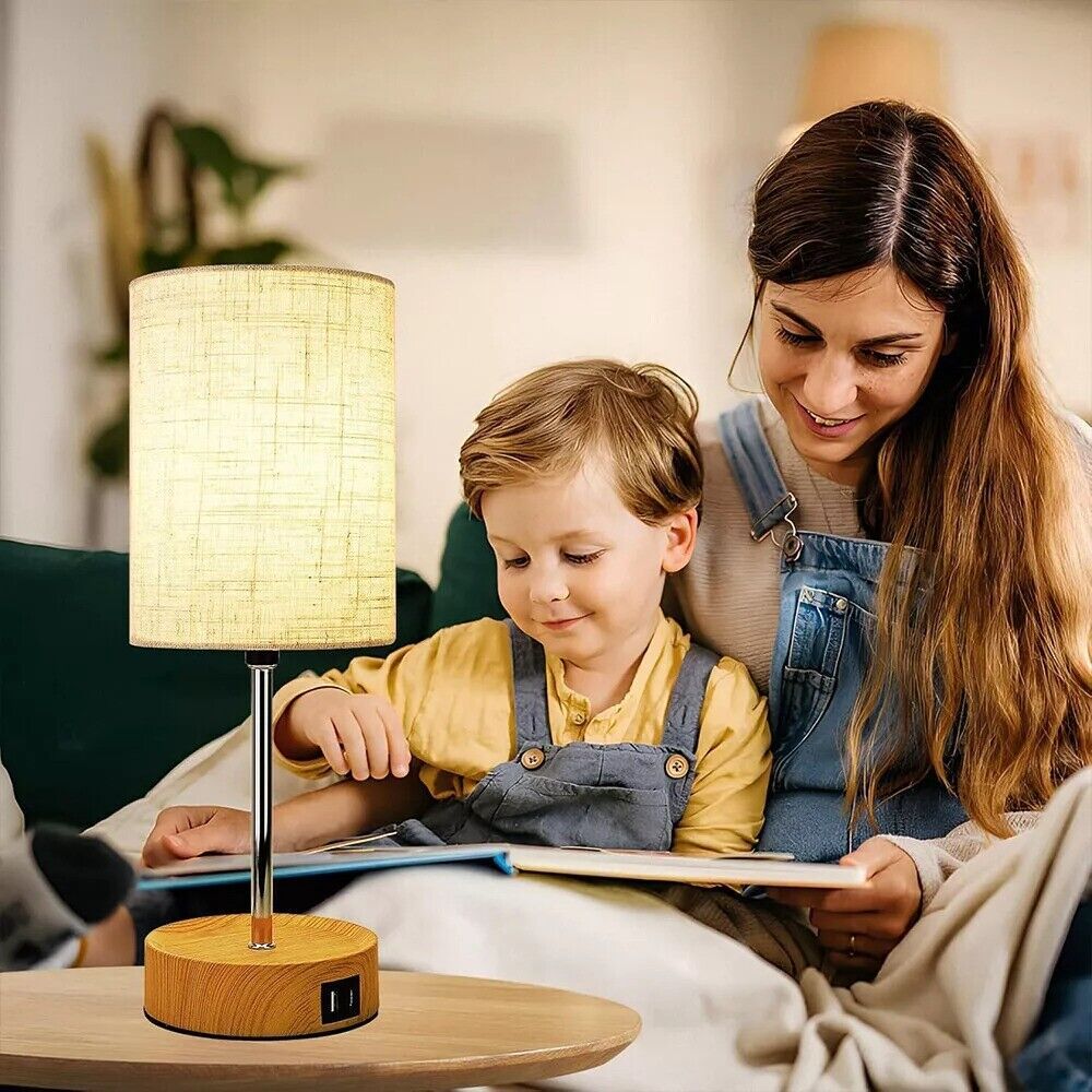 Touch Control Bedside Lamps, 3-Way Dimmable Table Lamp With USB Charging Ports