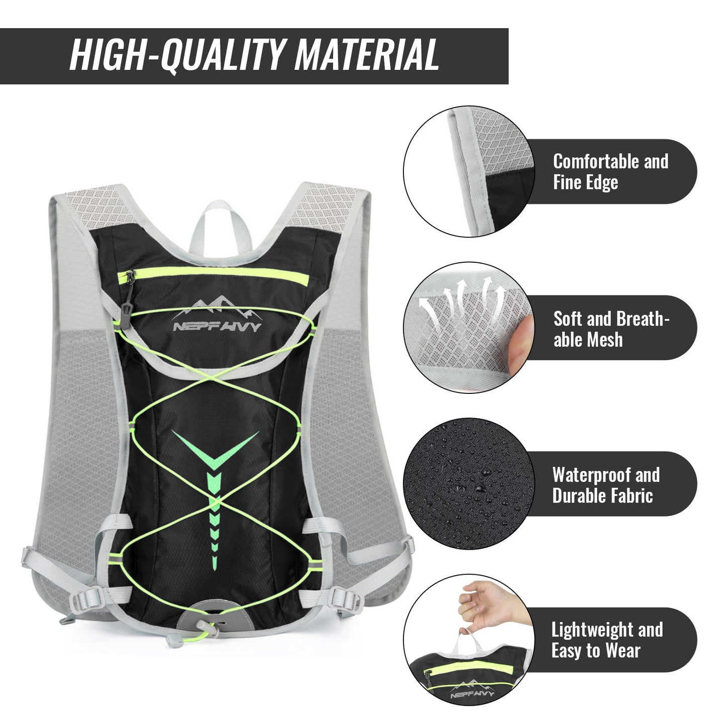 Nepfaivy Running Vest Hydration Backpack - Lightweight And Reflective Running Hydration Vest With Multi-pouches, Breathable And Adjustable Running Backpacks For Outdoor Running Cycling Climbing