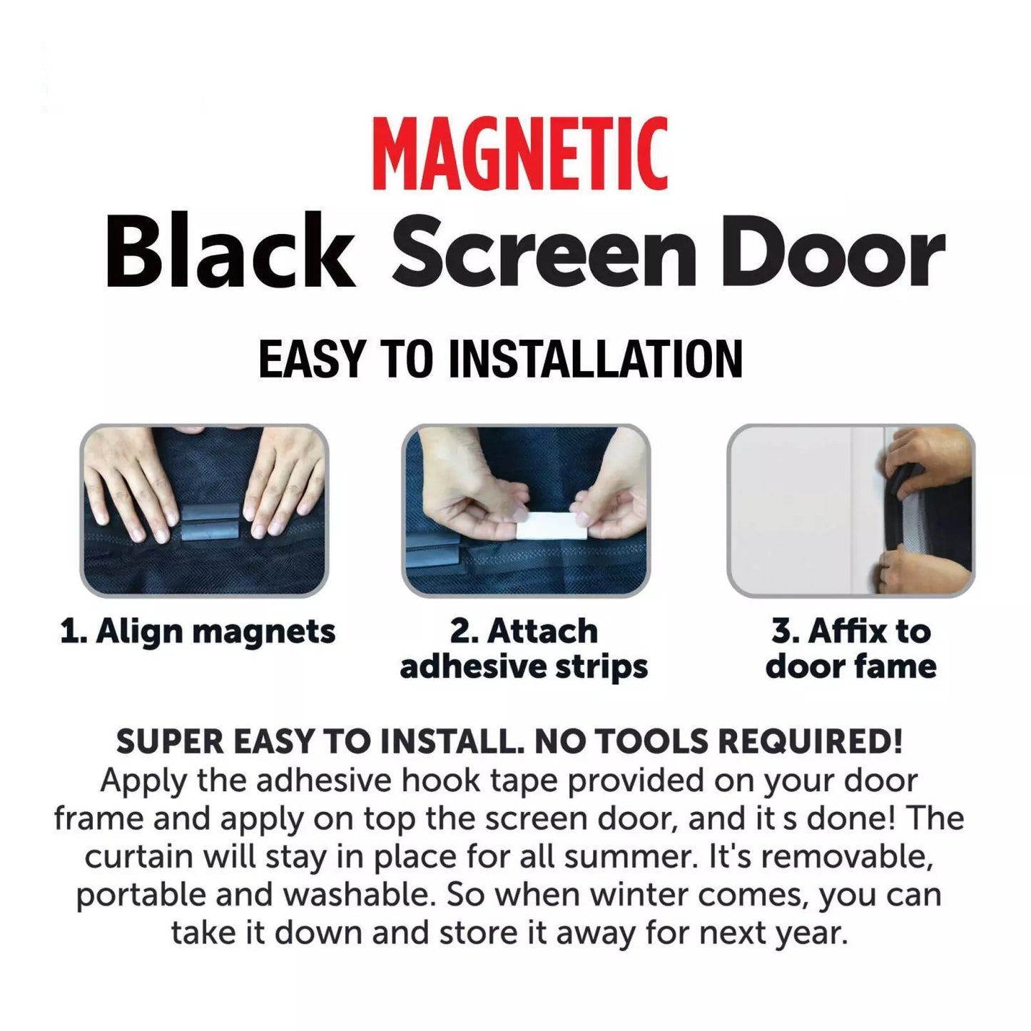 Curtain Door Magnetic Mesh Net Screen Easy Fastening Mosquito Fly Insects Bugs