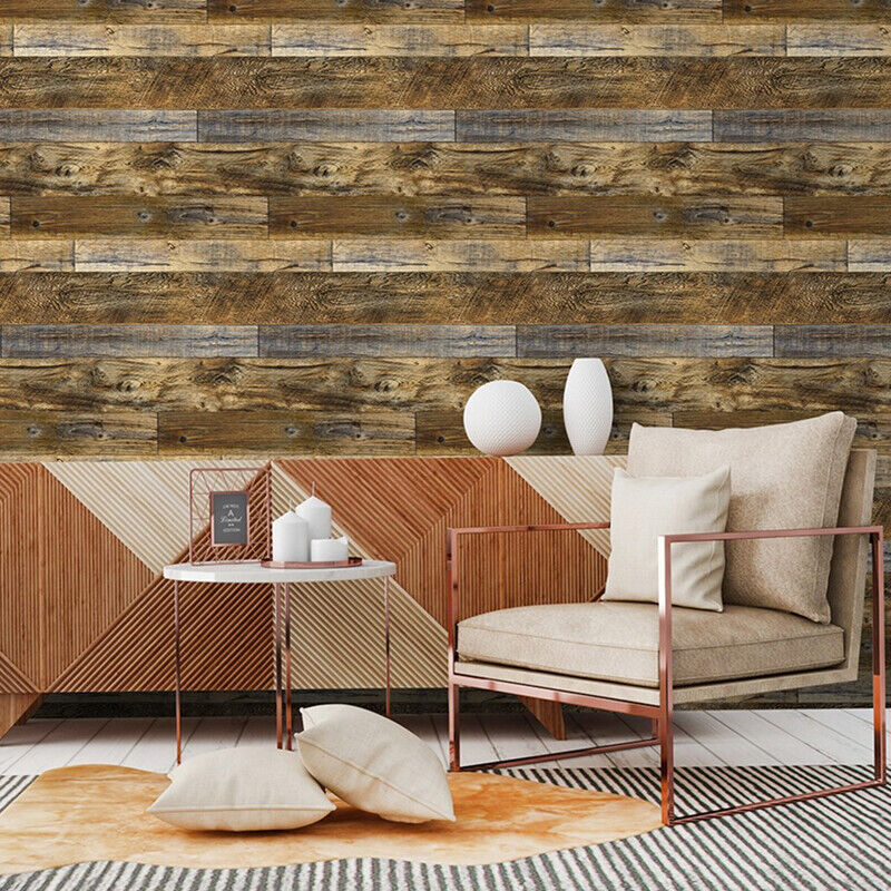 Wood Plank Effect Neutral Rustic Natural Distressed Realistic Wallpaper Cabin