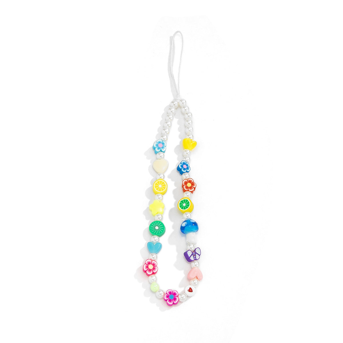 Minimally colored daisy fruit phone chain accessories creative mushroom bead bag pendant keychain